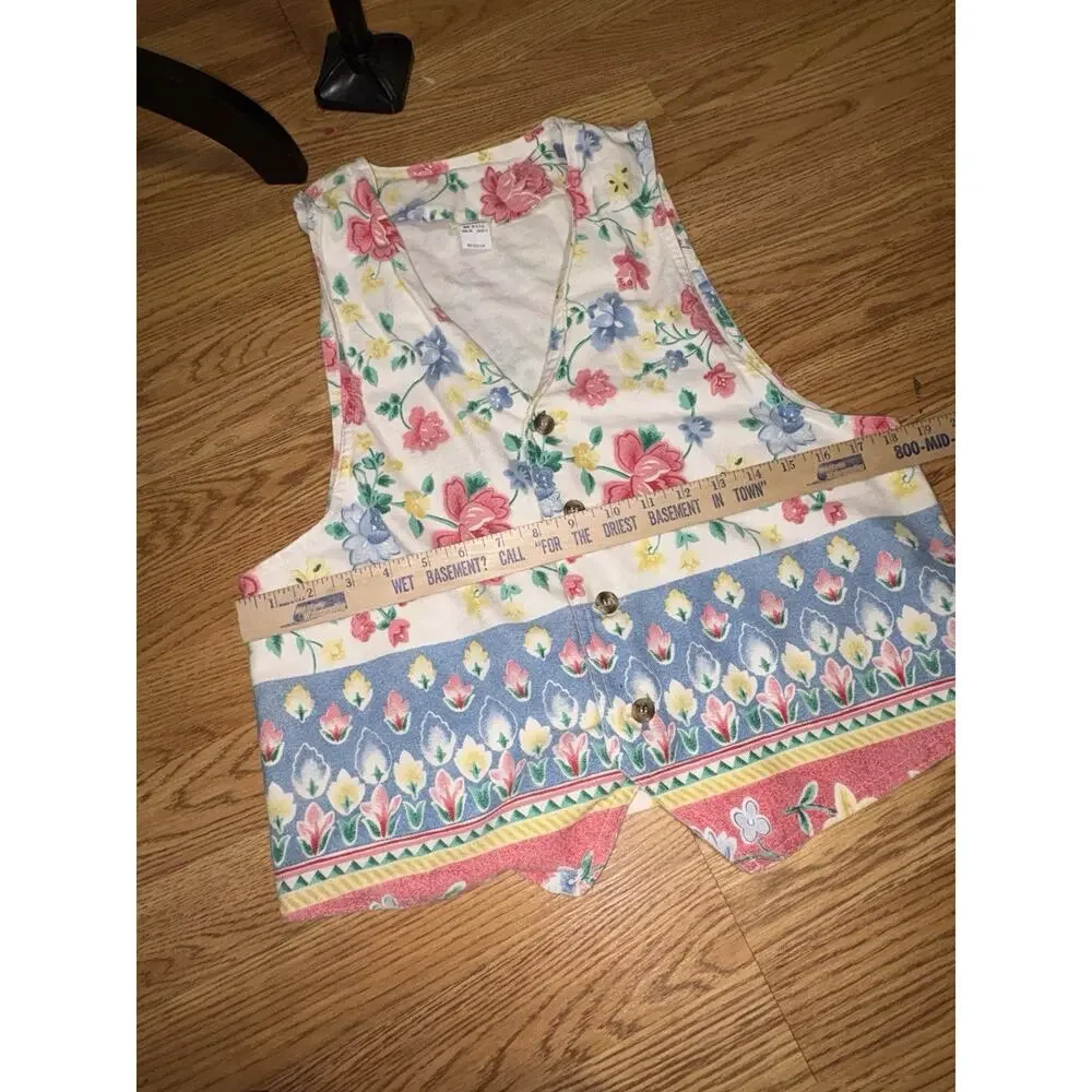 Vintage NWOT Vivaldi Jeanswear Floral Vest Skirt Set USA Made 90s Cottagecore